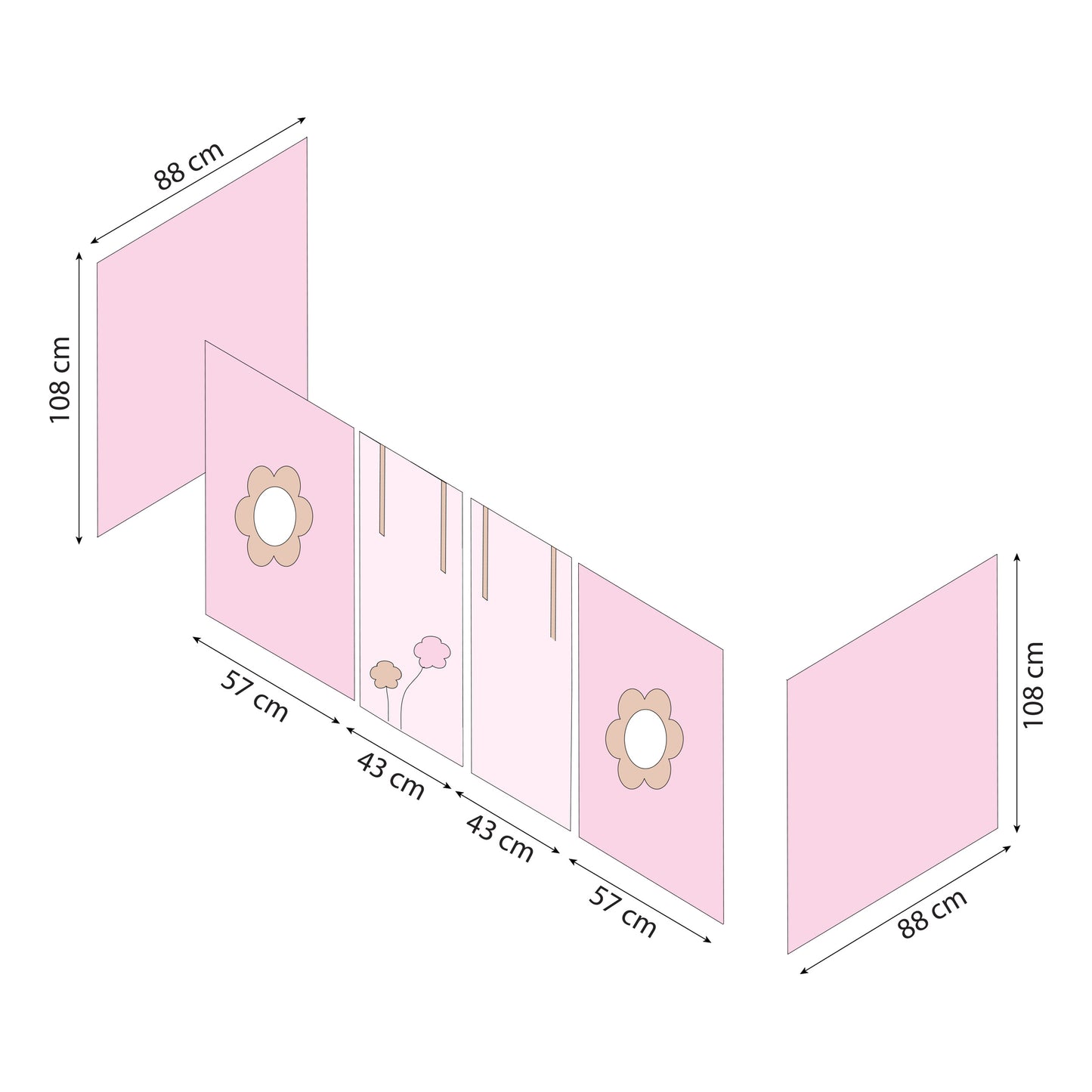 Hoppekids Fairytale Flower curtain for mid-high bed