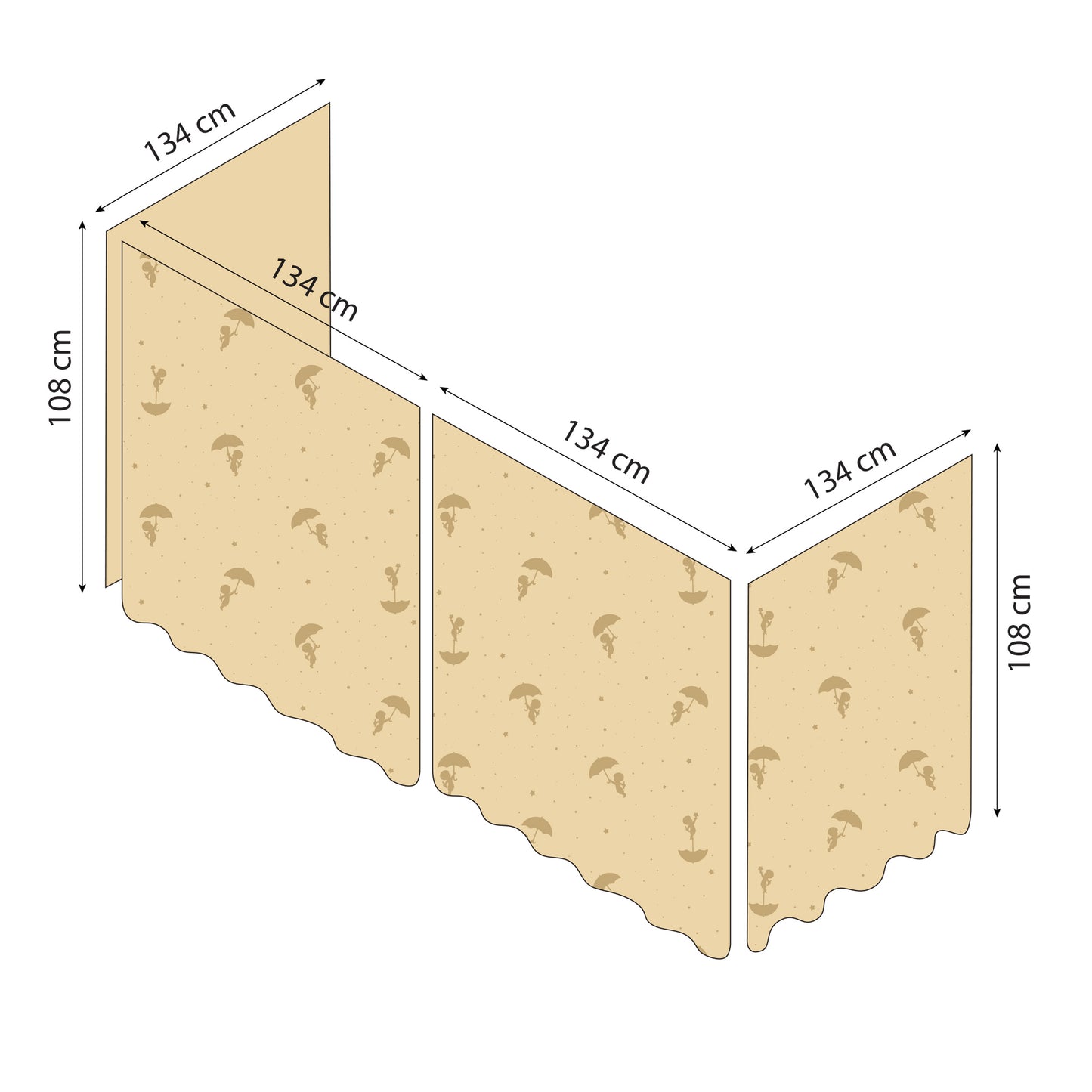 Hoppekids Ole Lukoie curtain for mid-high bed, Yellow