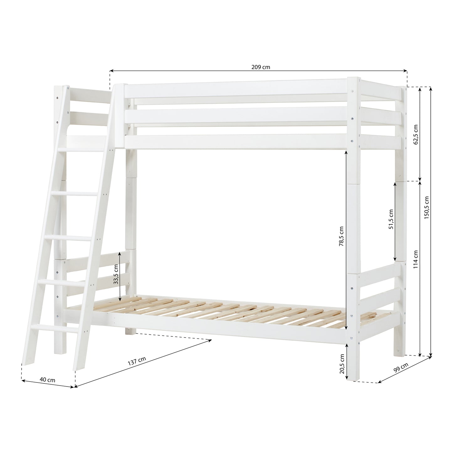 Hoppekids ECO Luxury High bunk bed with slanted ladder