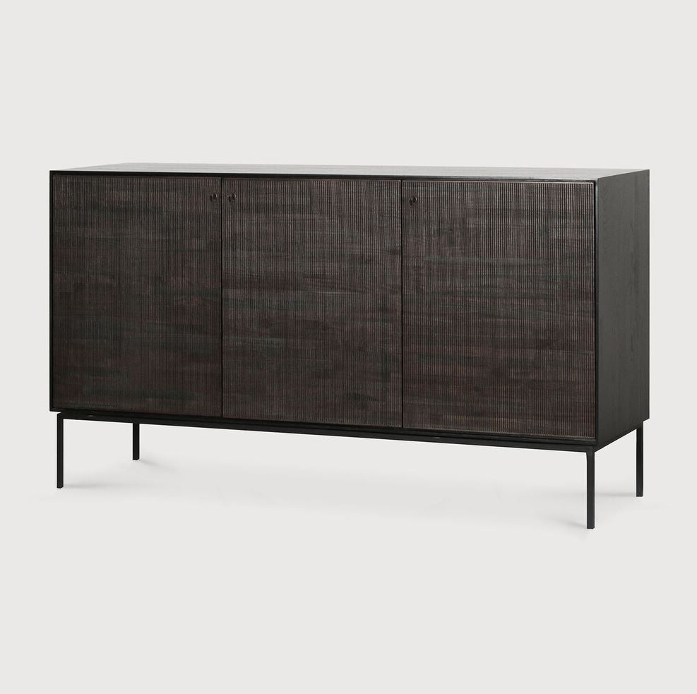 Credenza Grooves in Teck - 3 ante - nero - verniciato - ginardi arredamenti srl