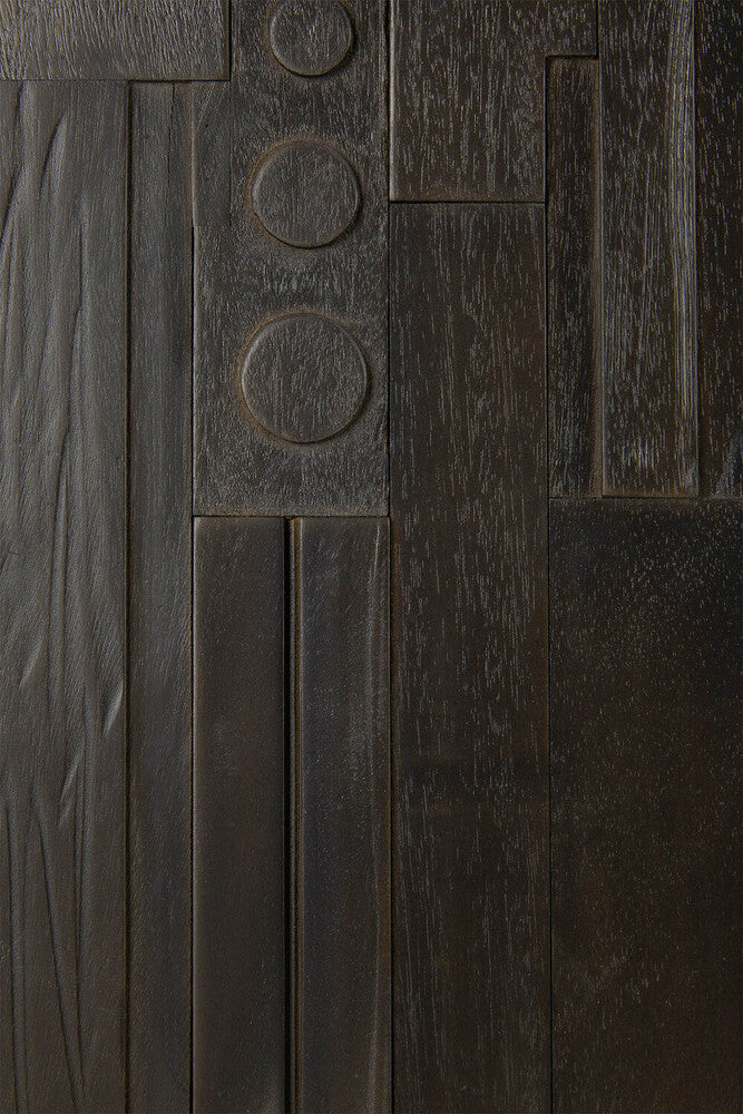 Madia Ethnicraft Mosaic in legno massello – credenza di design scultorea con ante intarsiate