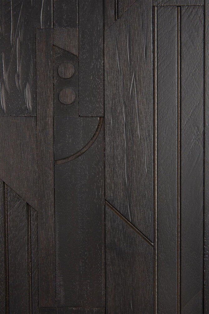 Madia Ethnicraft Mosaic in legno massello – credenza di design scultorea con ante intarsiate
