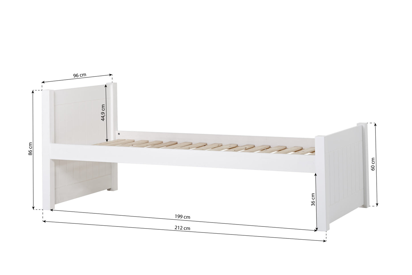 Hoppekids NOAH DELUXE junior bed 90x200/flexible slat frame, 1 high & 1 medium end