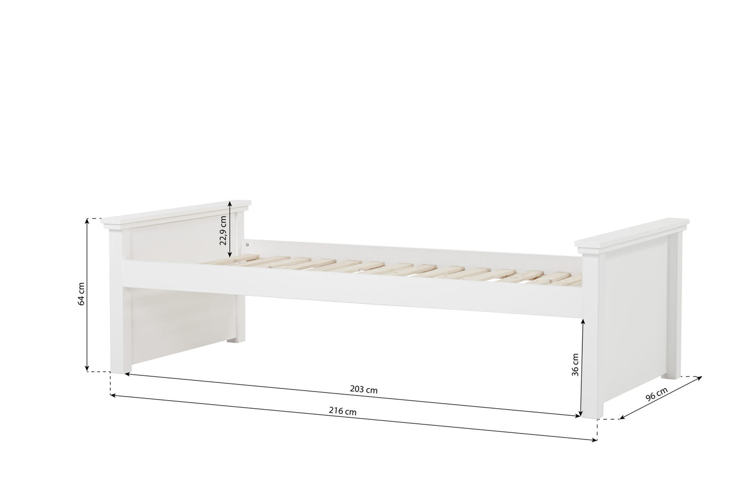 Hoppekids MAJA DELUXE junior bed 90x200/flexible slat frame, 2 medium ends