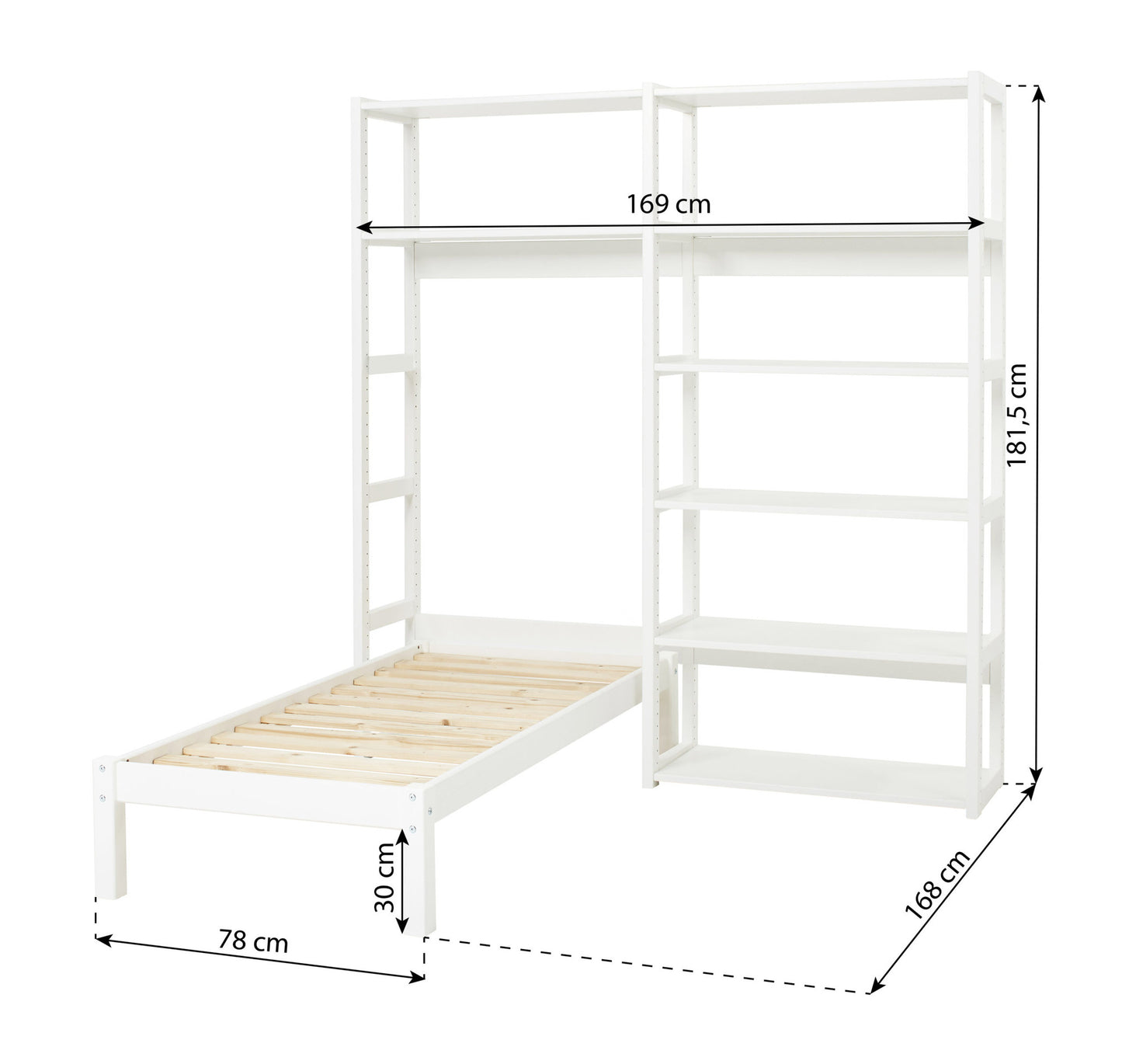 Hoppekids STOREY set with 8 shelves and bed