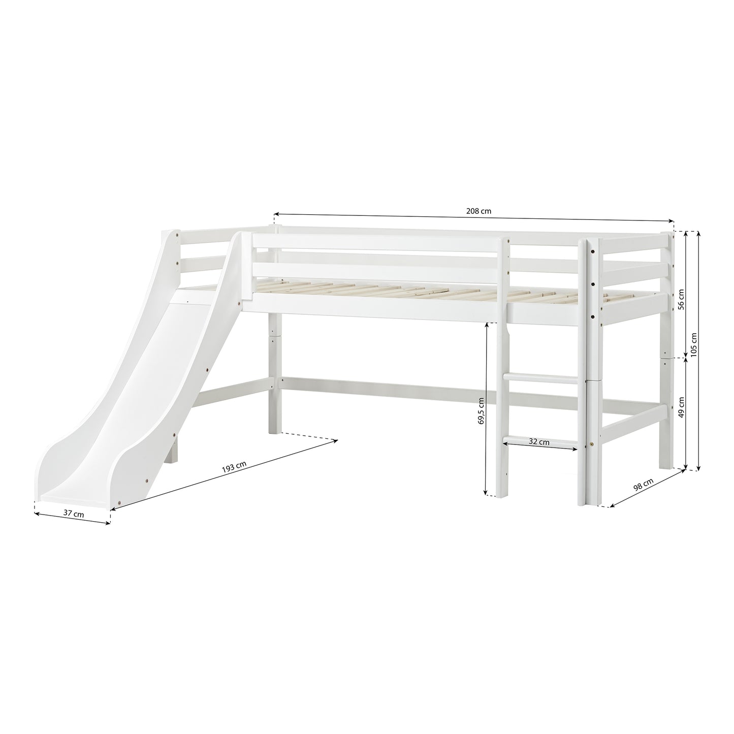 Hoppekids ECO Dream half high bed with slide