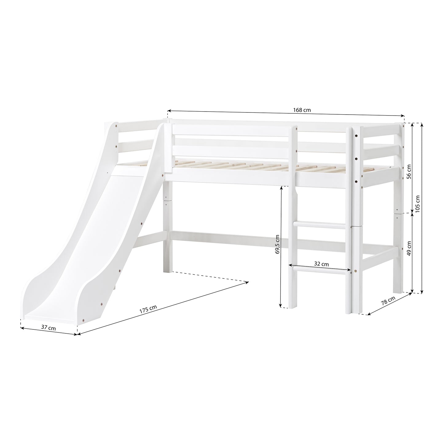 Hoppekids ECO Dream half high bed with slide