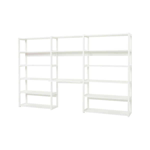 Hoppekids STOREY bookshelf with 3 sections, 14 shelves and desktop 80 cm wide, White