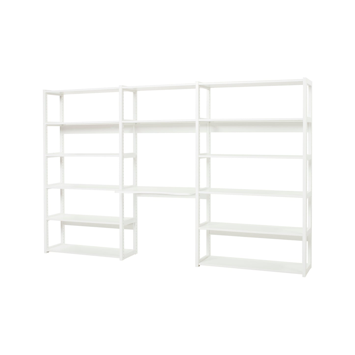 Hoppekids STOREY bookshelf with 3 sections, 14 shelves and desktop 80 cm wide, White