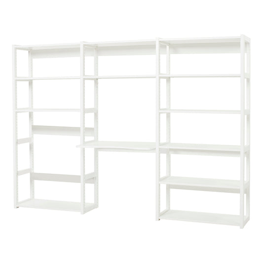 Hoppekids STOREY bookshelf with 3 sections, 12 shelves and desktop