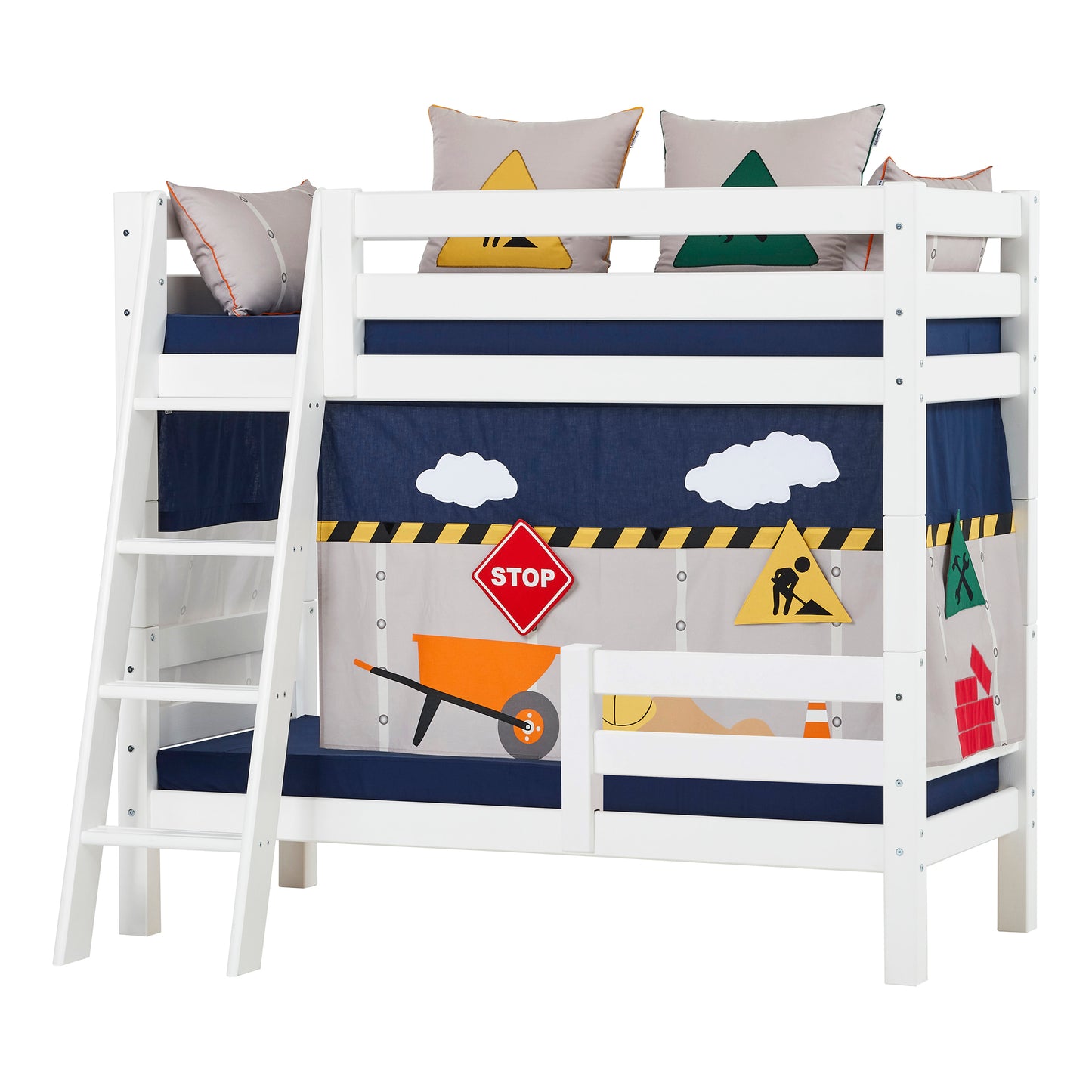 Hoppekids ECO Luxury Bunk bed with two bed rails and slanted ladder