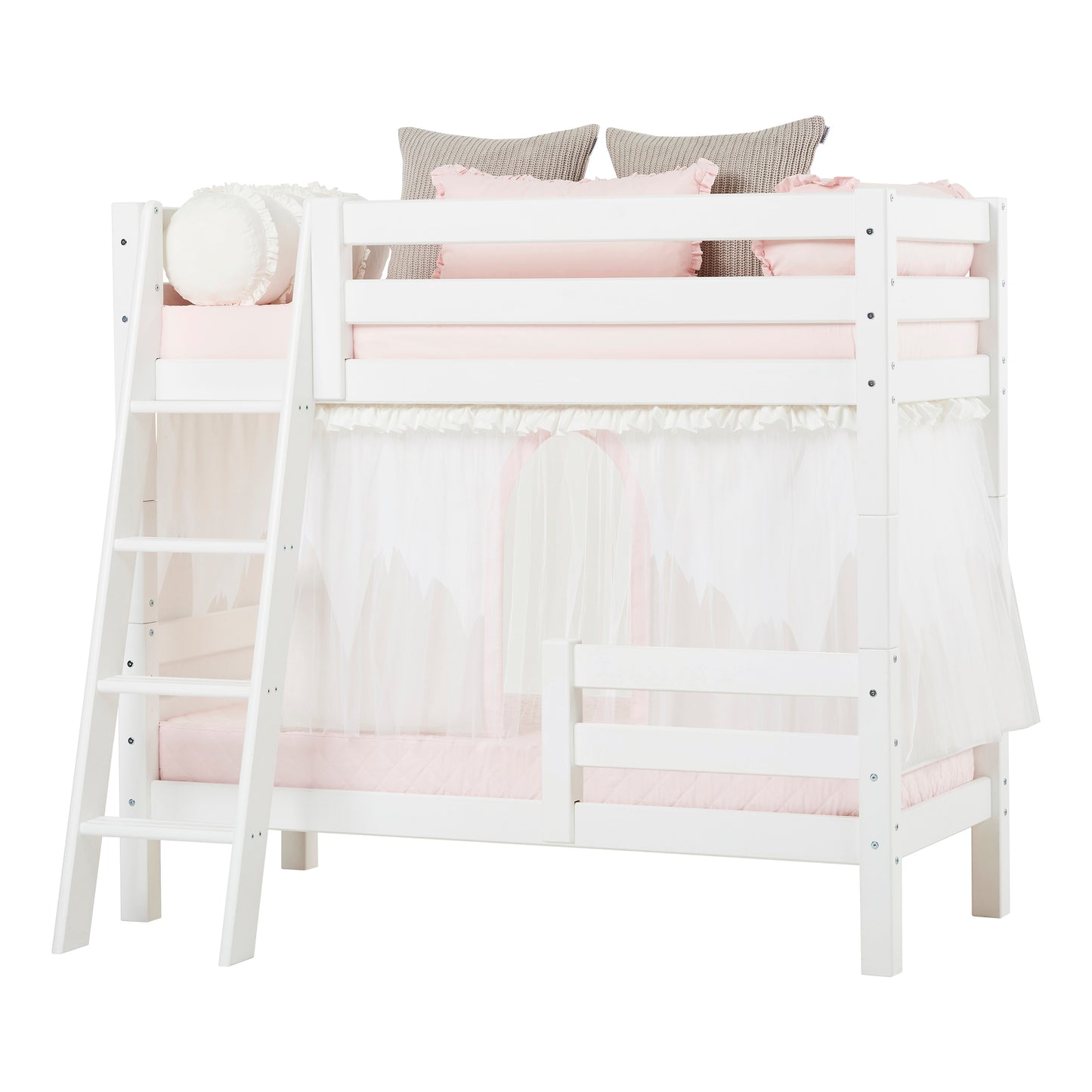 Hoppekids ECO Luxury Bunk bed with two bed rails and slanted ladder