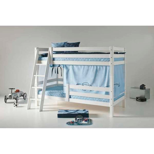 Hoppekids ECO Luxury Bunk bed 90x200 cm with two bed rails and slanted ladder, Flexible slat frame, White
