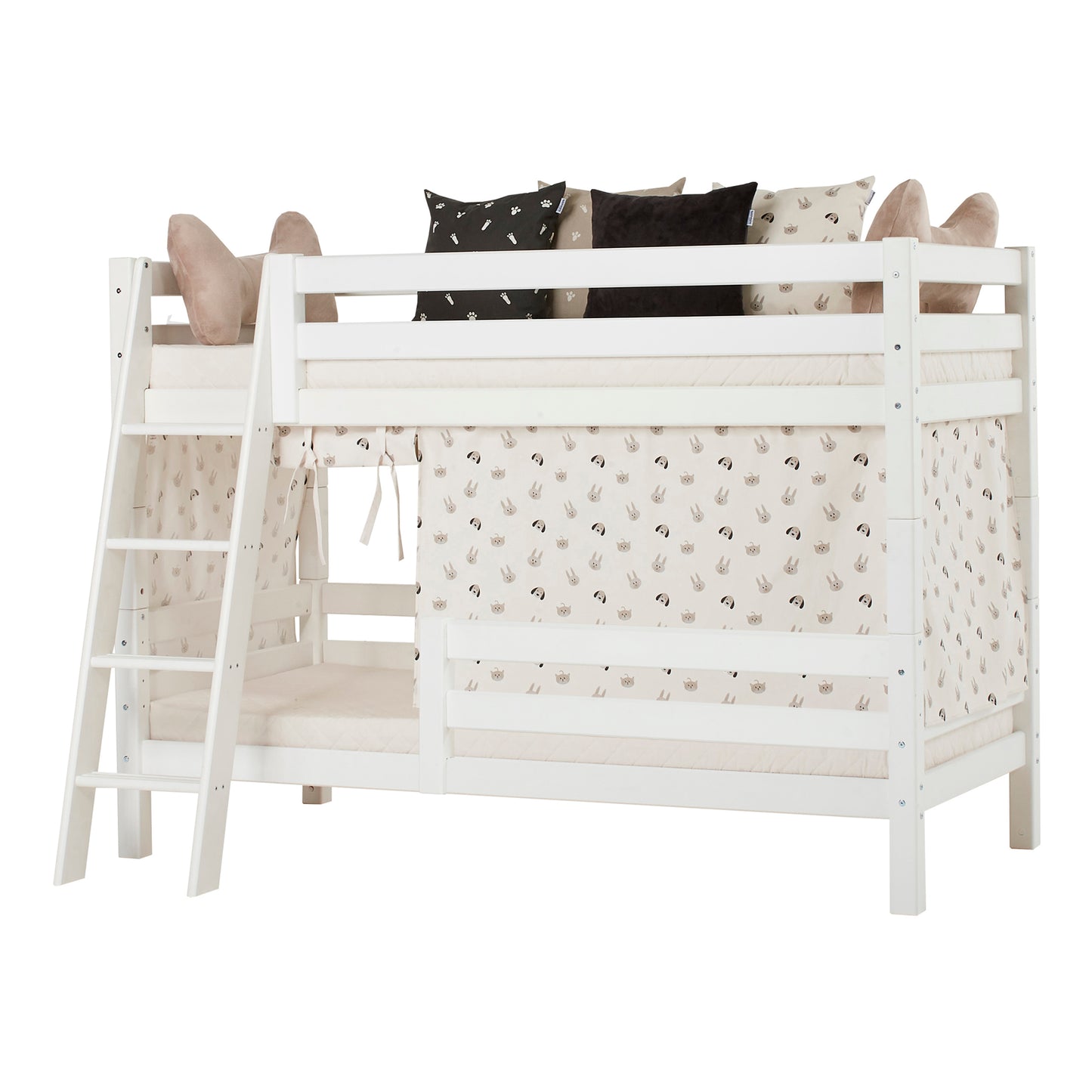 Hoppekids ECO Luxury Bunk bed with two bed rails and slanted ladder