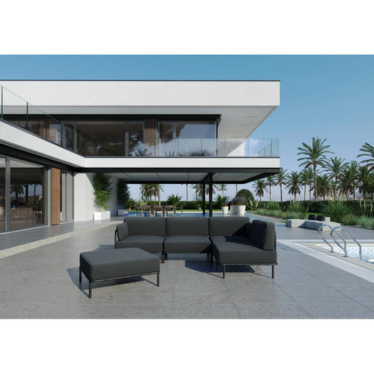 Divano Salve 3 posti con modulo singolo e pouf - grigio scuro