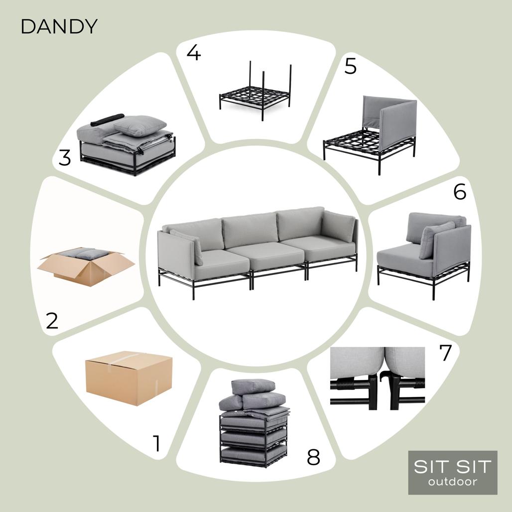 Divano Dandy 3 posti - grigio