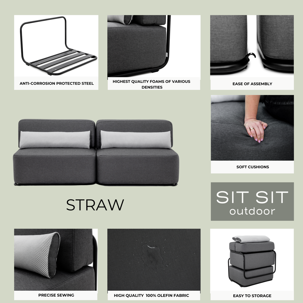 Divano modulo singolo Straw - grigio