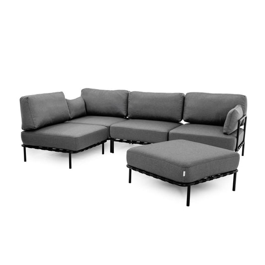 Divano Salve 3 posti con modulo singolo e pouf - grigio scuro