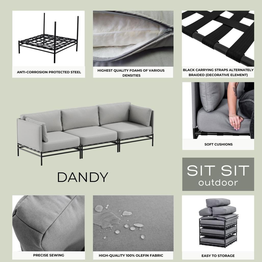 Divano Dandy 3 posti - grigio