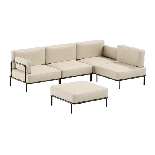 Divano Salve 3 posti con modulo singolo e pouf - Beige