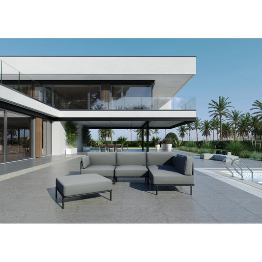 Divano Salve 3 posti con modulo singolo e pouf - grigio