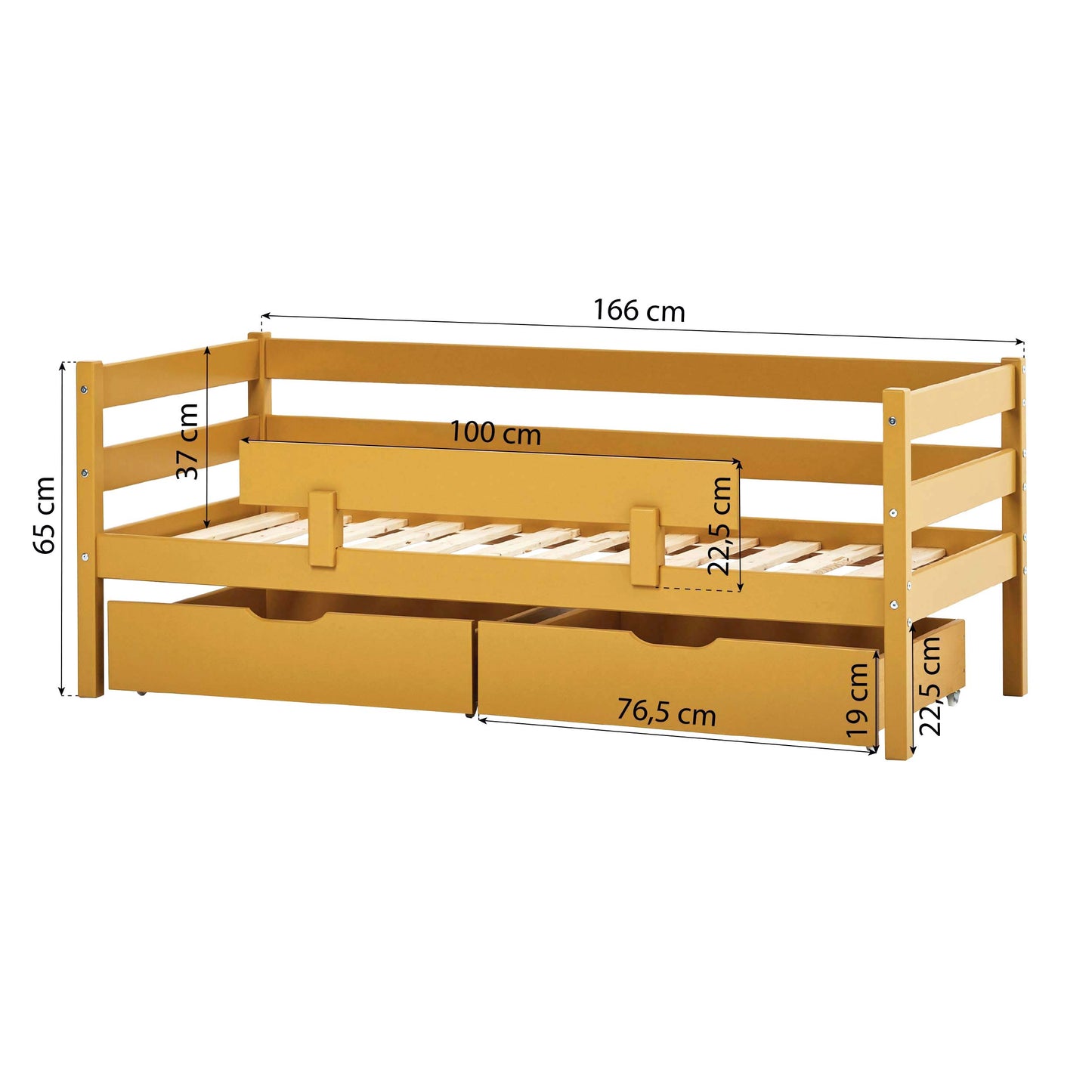 ECO Comfort junior bed with drawers and safety rail