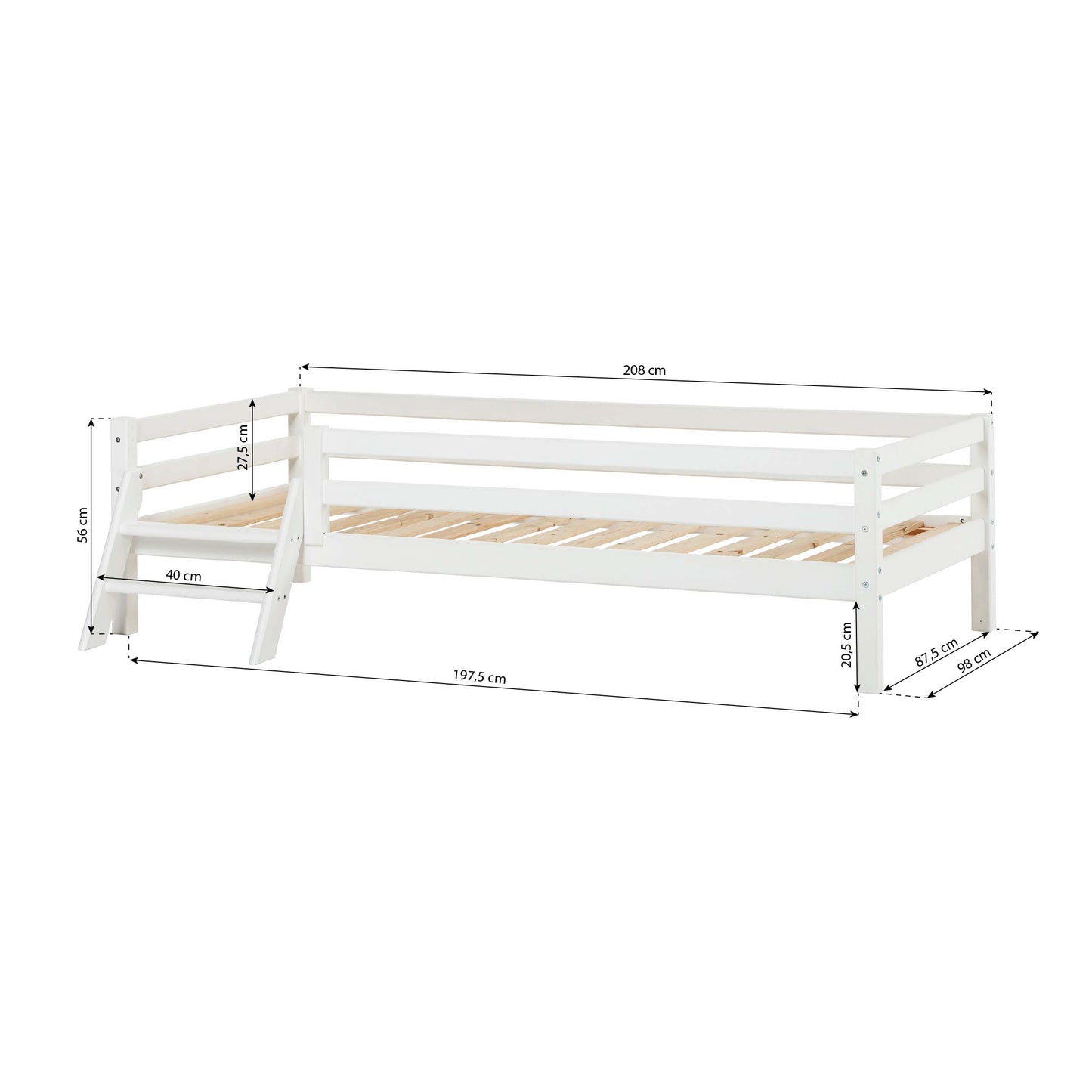 Hoppekids ECO Dream Junior bed with Ladder and bed rail