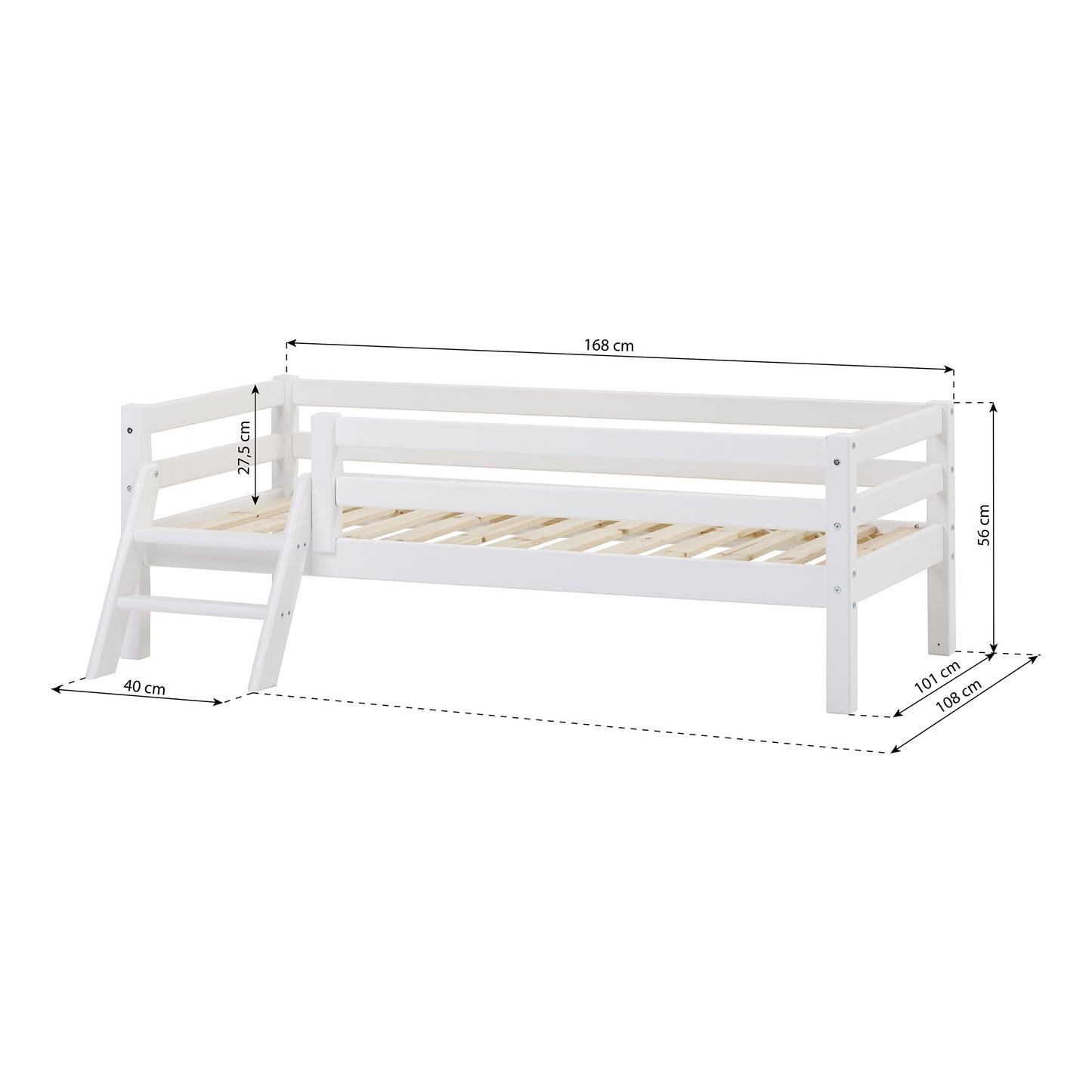 Hoppekids ECO Dream Junior bed with Ladder and bed rail