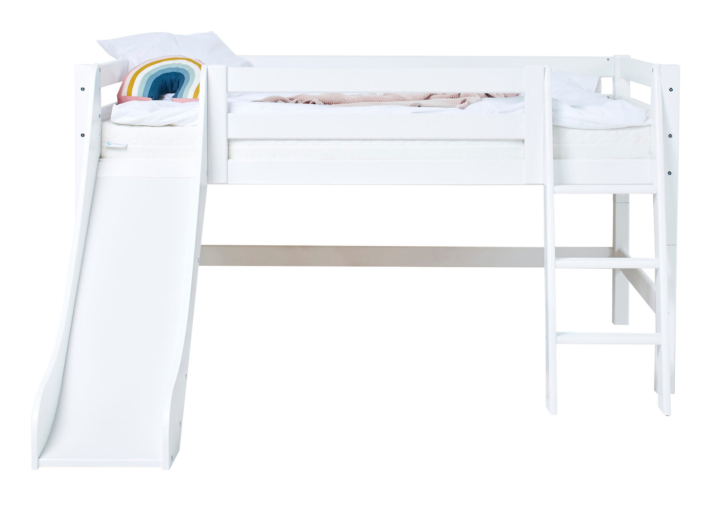 Hoppekids ECO Luxury half high bed with slide and slanted ladder