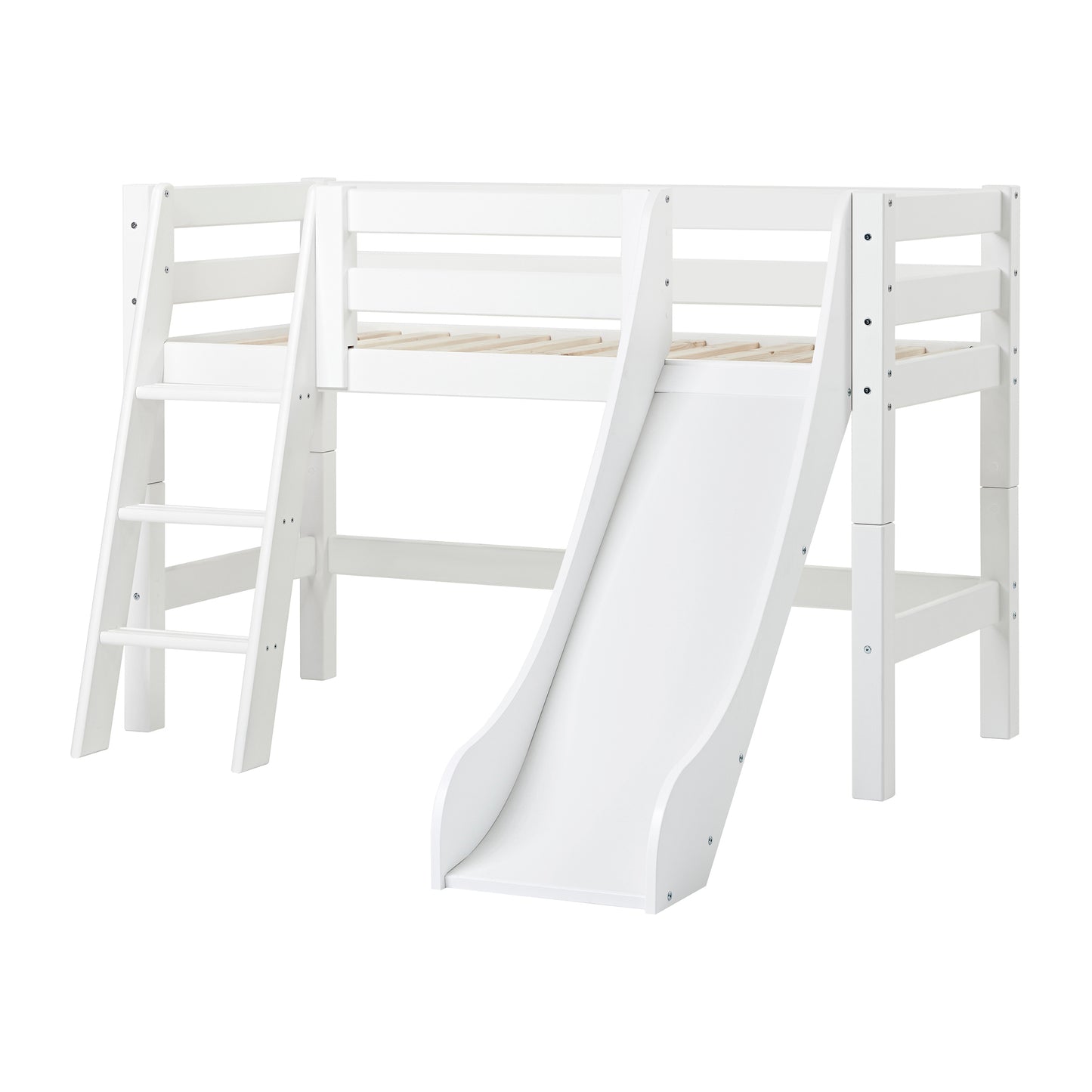 Hoppekids ECO Luxury half high bed with slide and slanted ladder