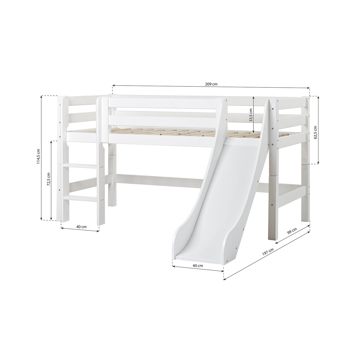 Hoppekids ECO Luxury half high bed with slide