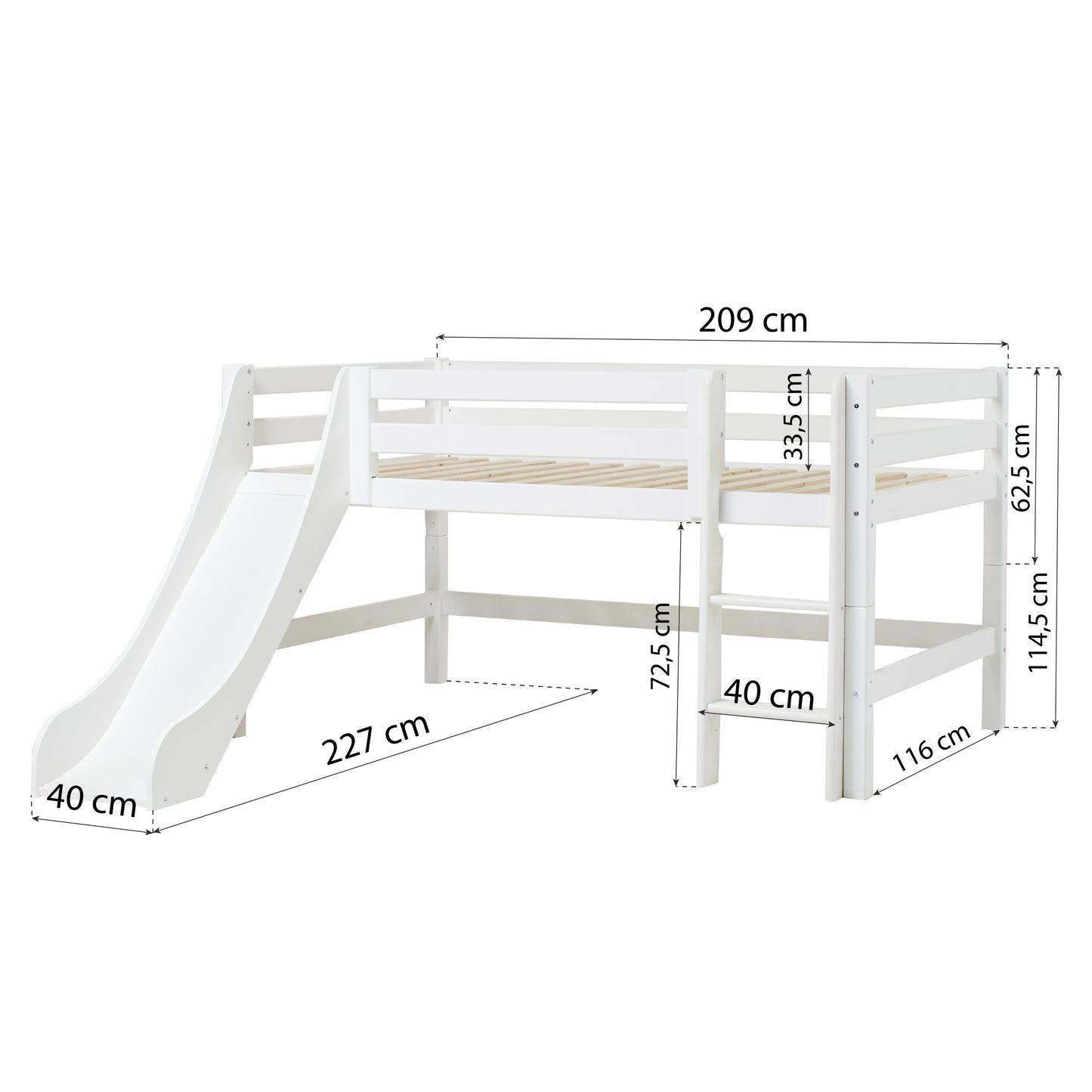 Hoppekids ECO Luxury half high bed with slide