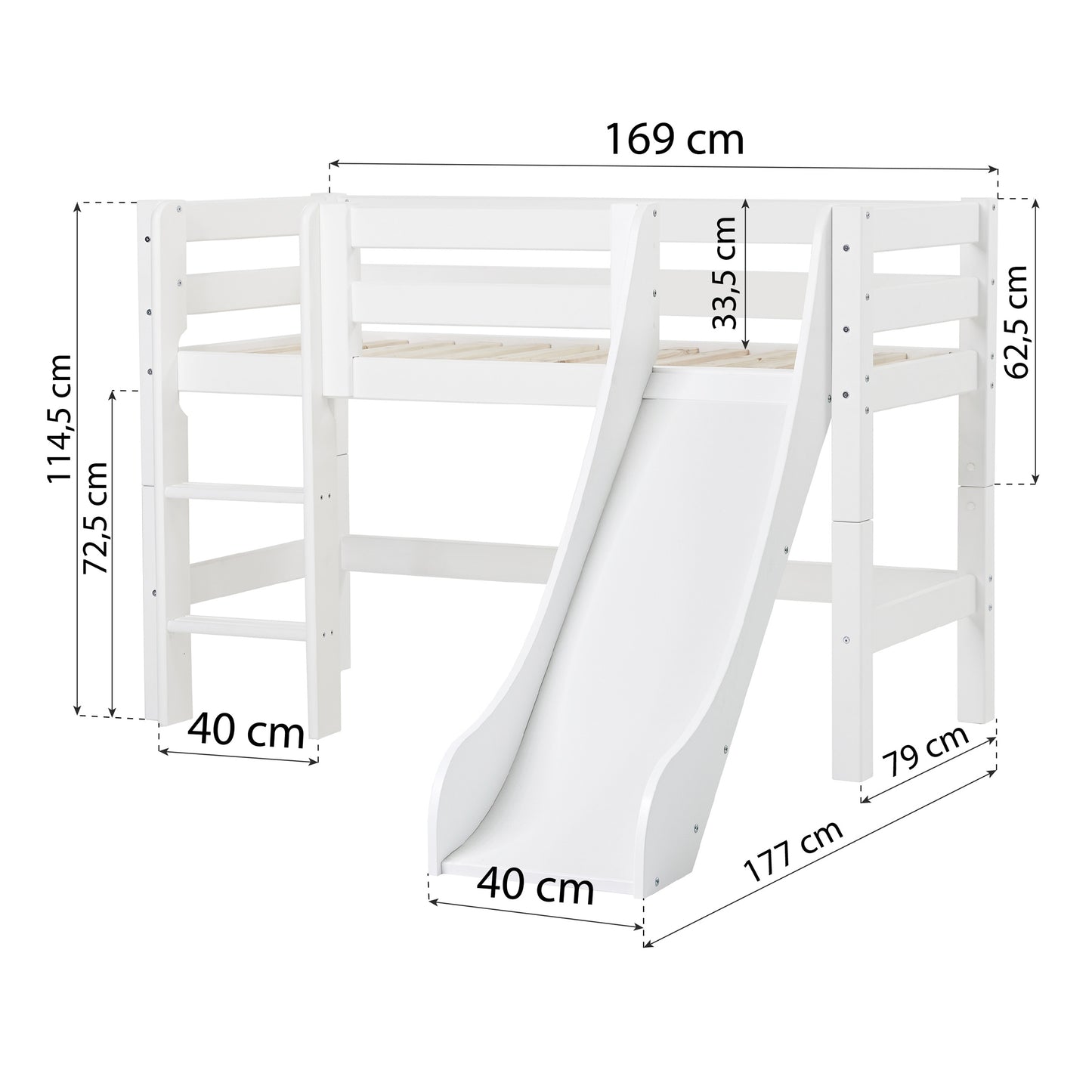 Hoppekids ECO Luxury half high bed with slide