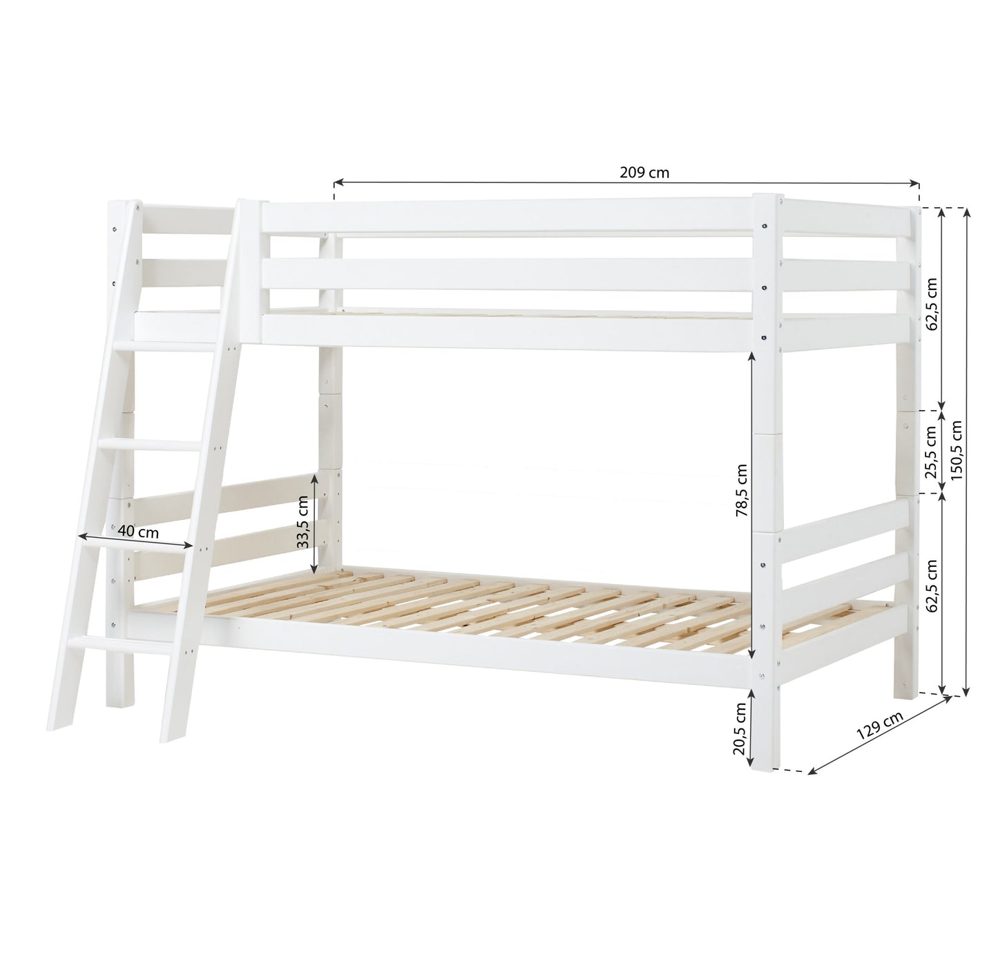 Hoppekids ECO Luxury Bunk bed with slanted ladder