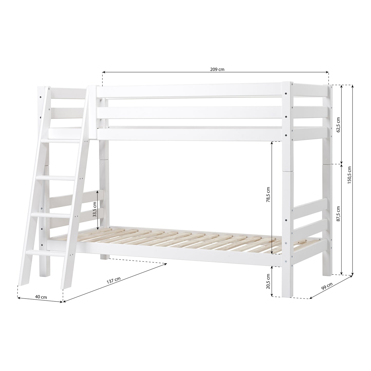 Hoppekids ECO Luxury Bunk bed with slanted ladder