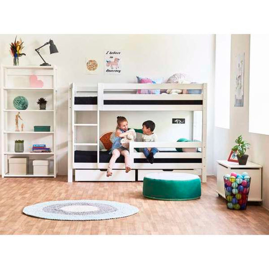 Hoppekids ECO Luxury Bunk bed 90x200 cm with two bed rails, Flexible slat frame, White