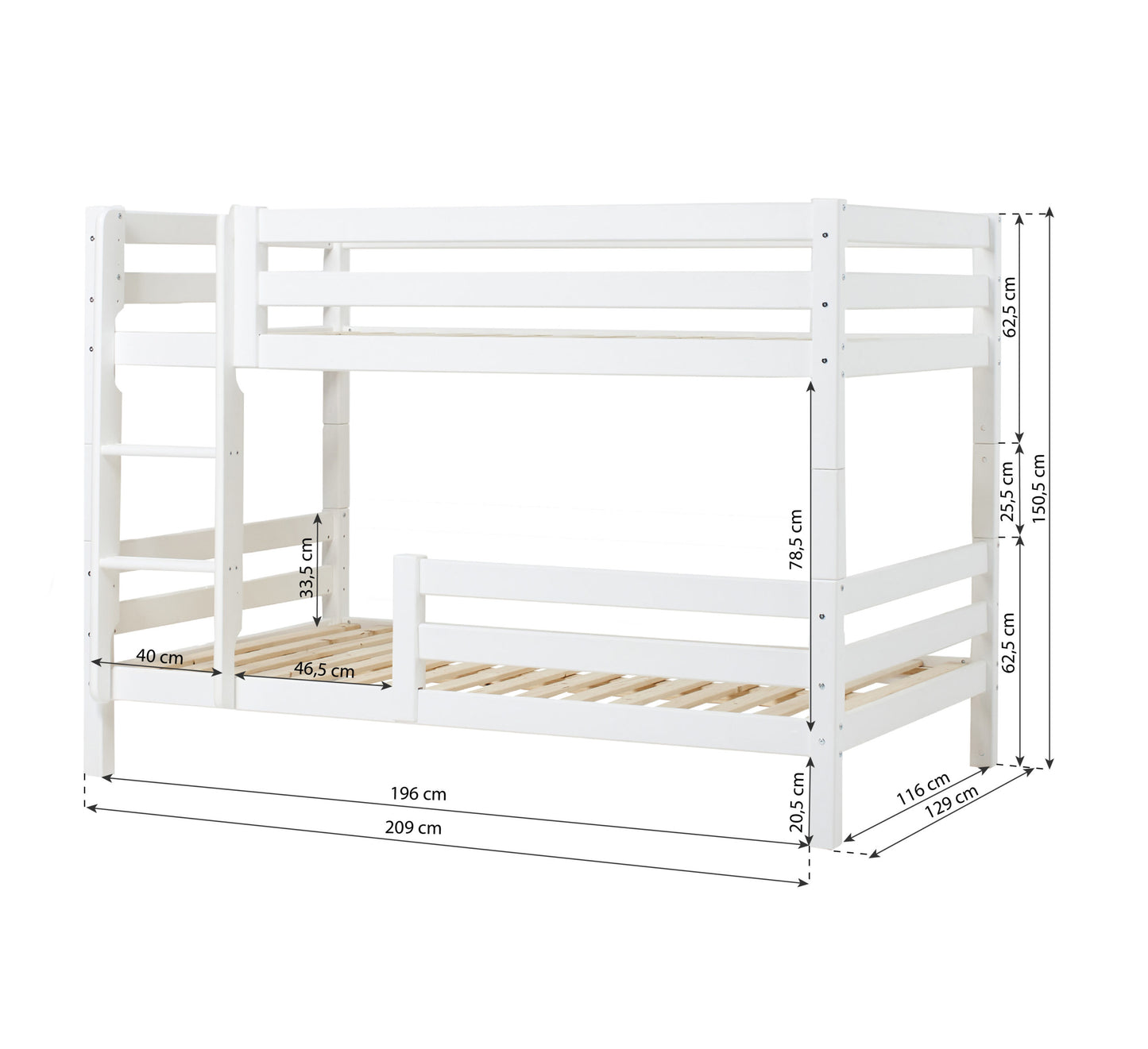 Hoppekids ECO Luxury Bunk bed with two bed rails