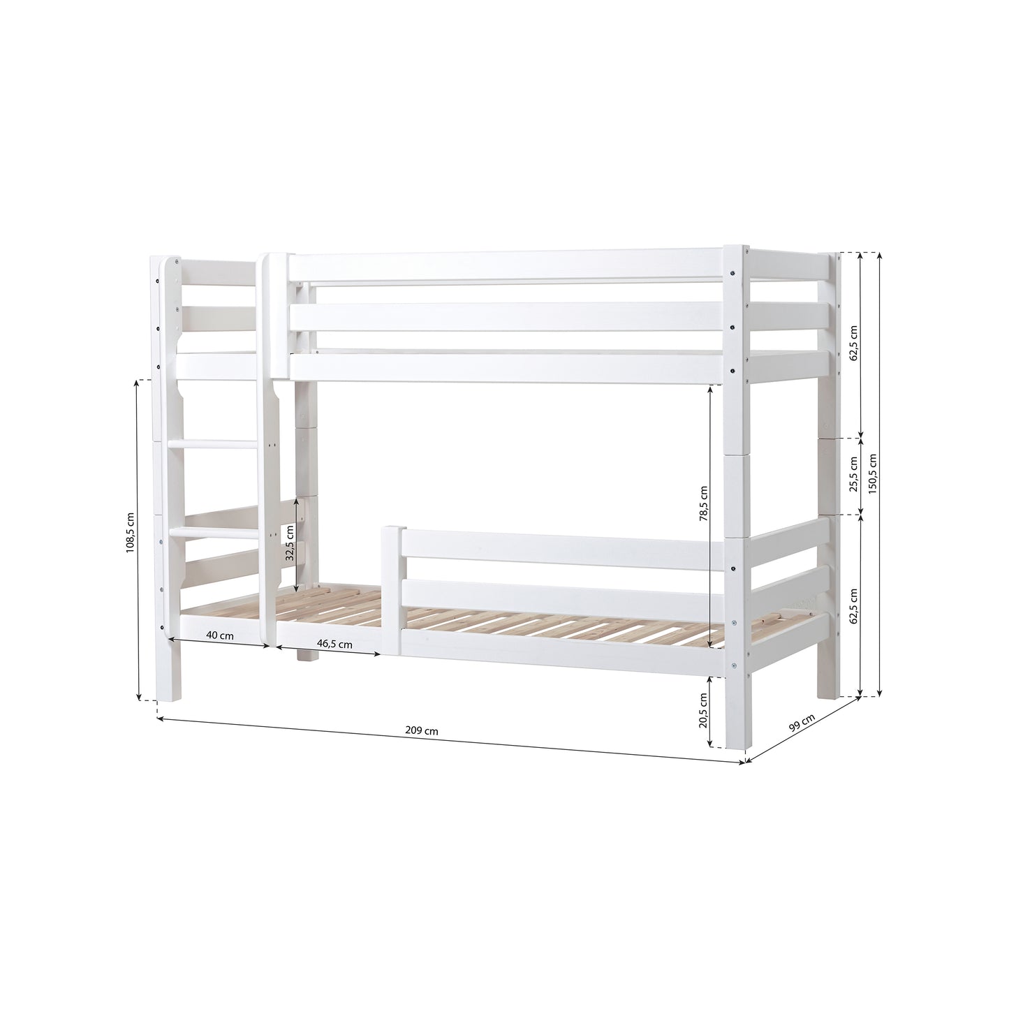 Hoppekids ECO Luxury Bunk bed with two bed rails