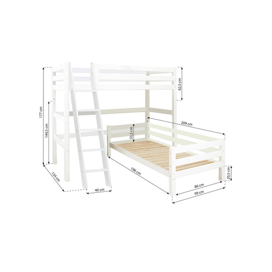 Hoppekids ECO Luxury Bunk bed Angle with slanted ladder