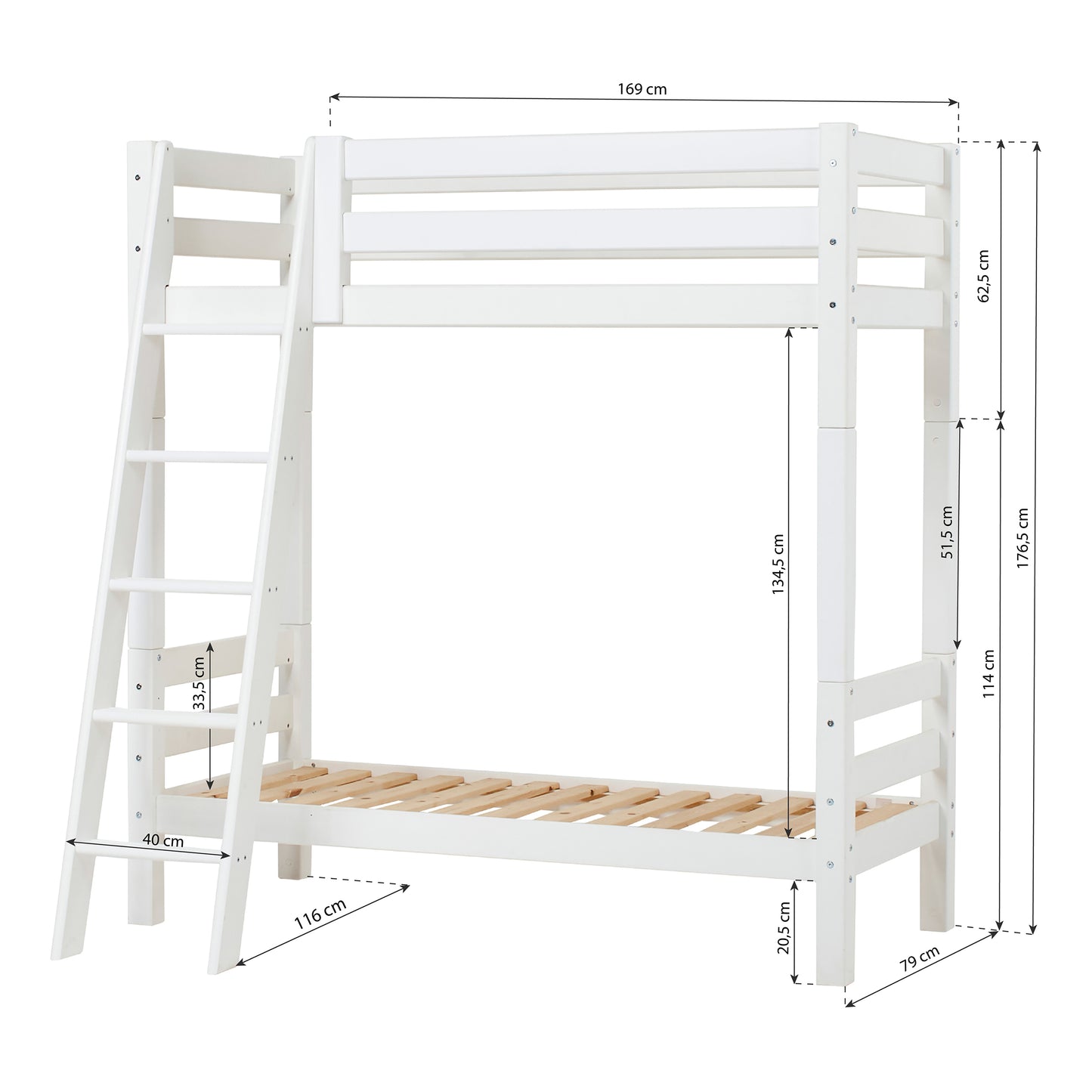 Hoppekids ECO Luxury High bunk bed with slanted ladder