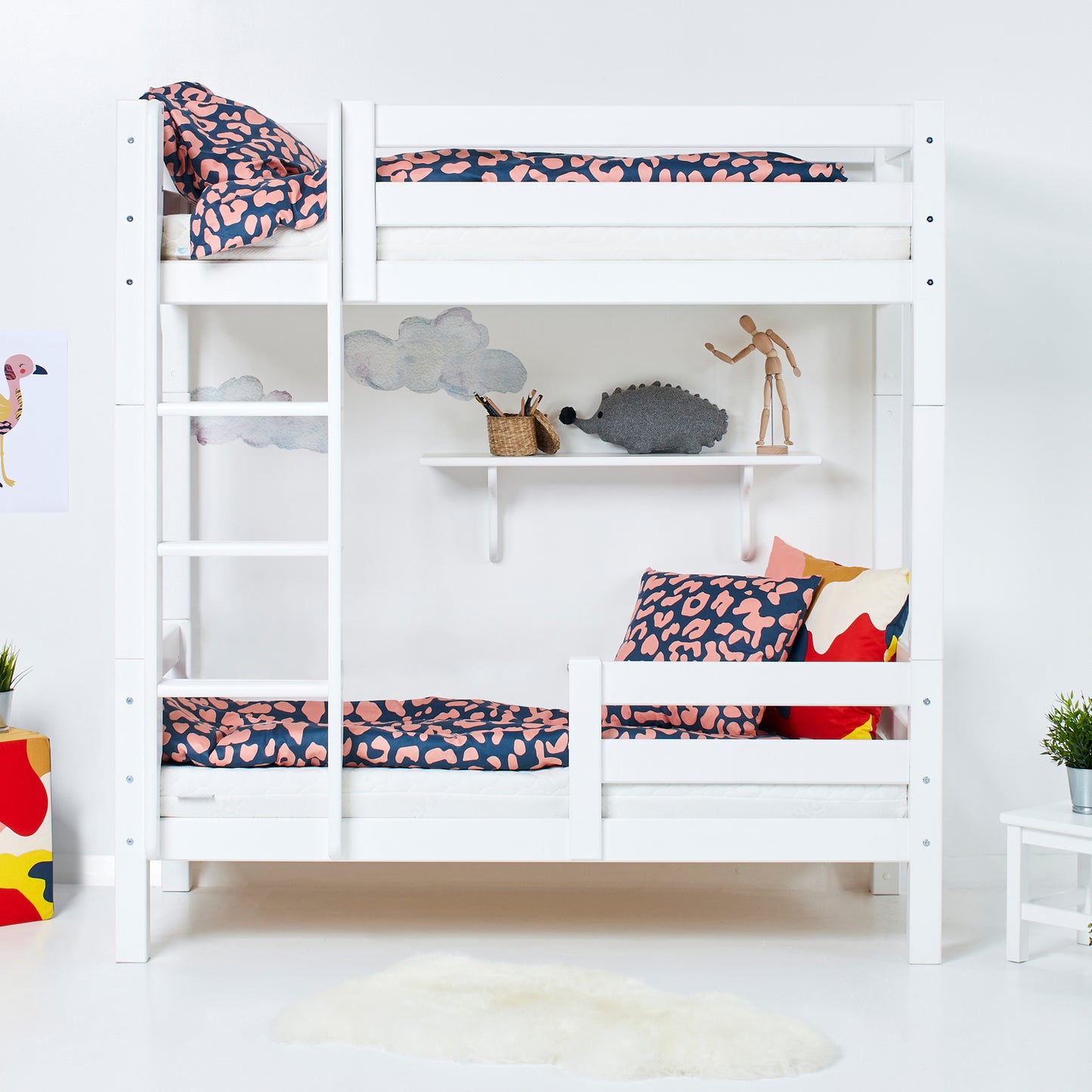 Hoppekids ECO Luxury High bunk bed with ladder and 1/2 bed rail