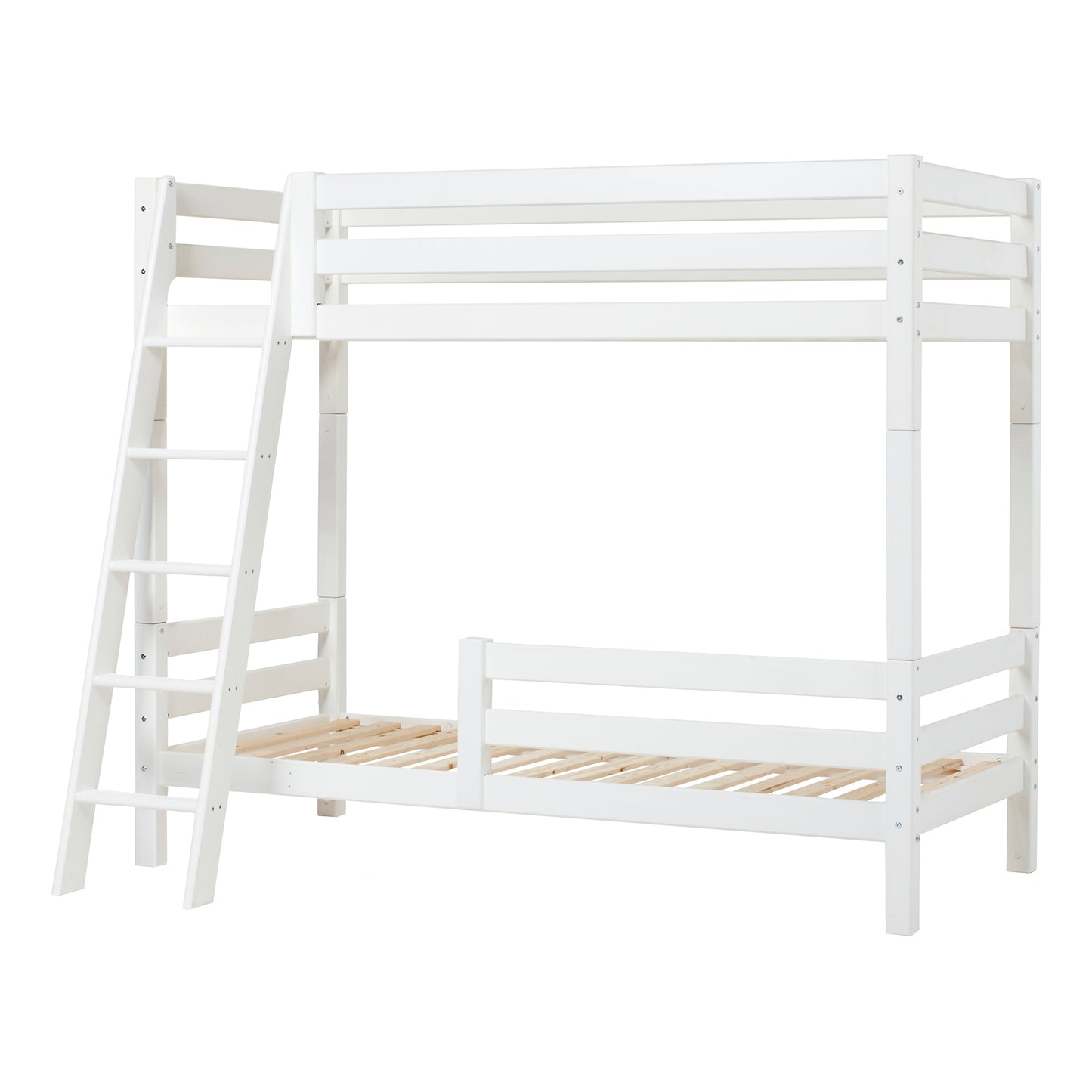 Hoppekids ECO Luxury high bunk bed with two bed rails and slanted ladder, Flexible slat frame