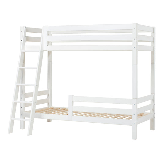 Hoppekids ECO Luxury high bunk bed with two bed rails and slanted ladder, Flexible slat frame