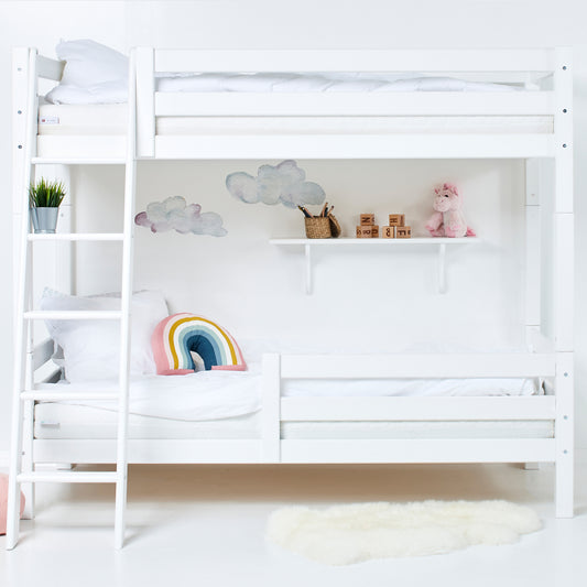 Hoppekids ECO Luxury high bunk bed with two bed rails and slanted ladder, Flexible slat frame