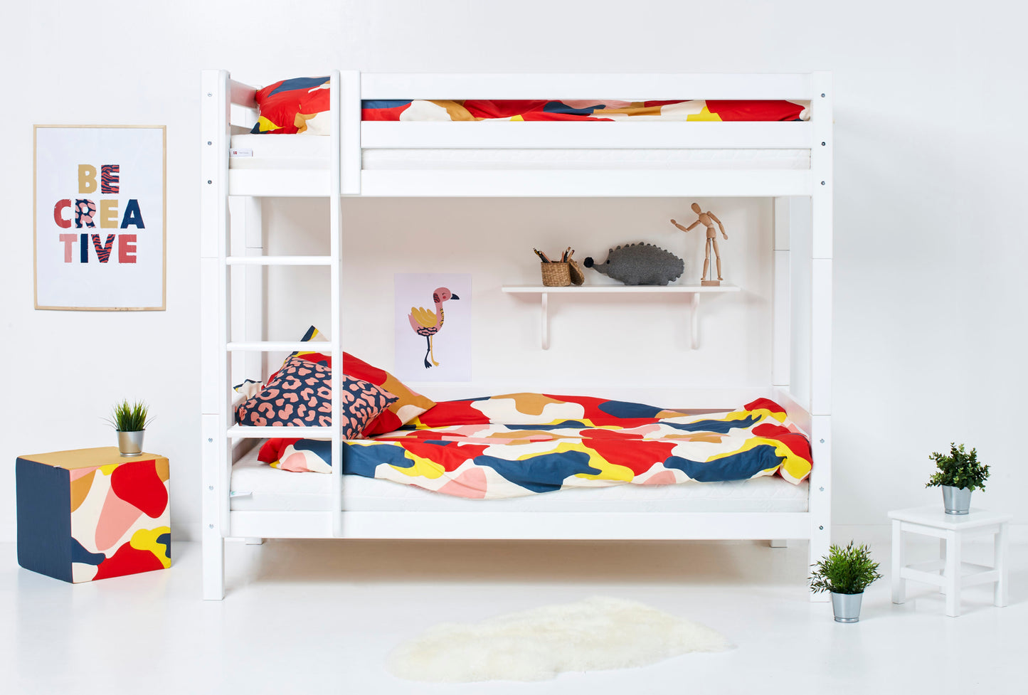 Hoppekids ECO Luxury High Bunk bed with backrail on lower Bed