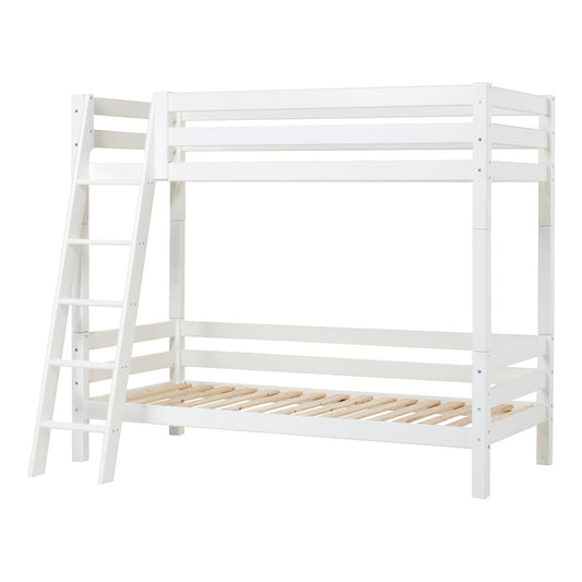 Hoppekids ECO Luxury high bunk bed with bed rail with slanted ladder, Flexible slat frame