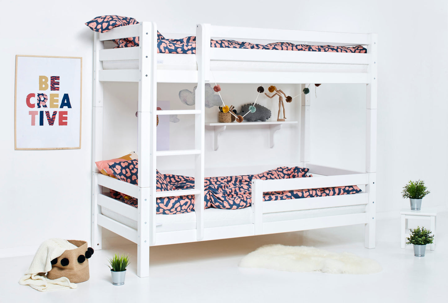 Hoppekids ECO Luxury High Bunk bed with backrail & bed rail on lower Bed