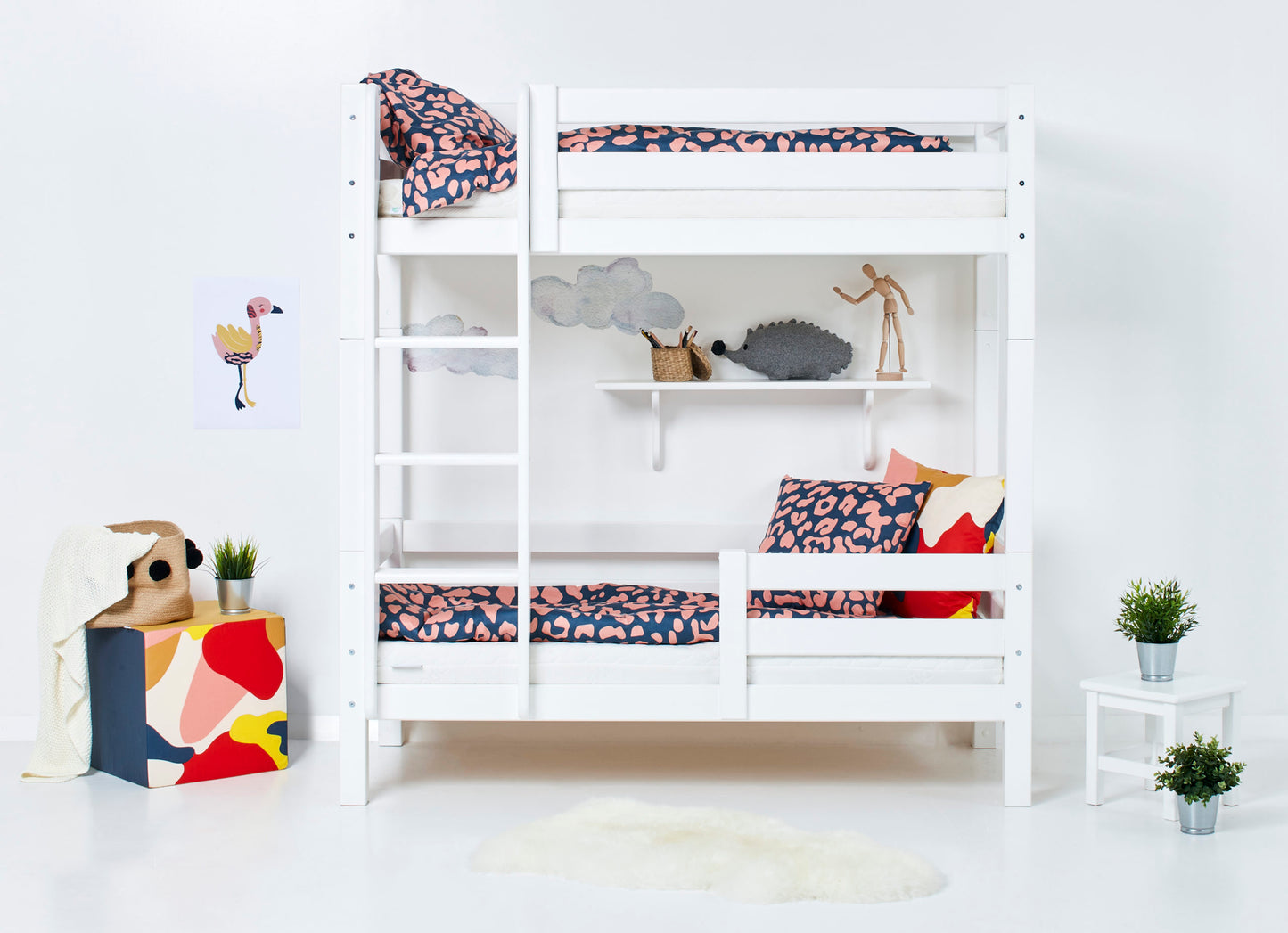 Hoppekids ECO Luxury High Bunk bed with backrail & bed rail on lower Bed