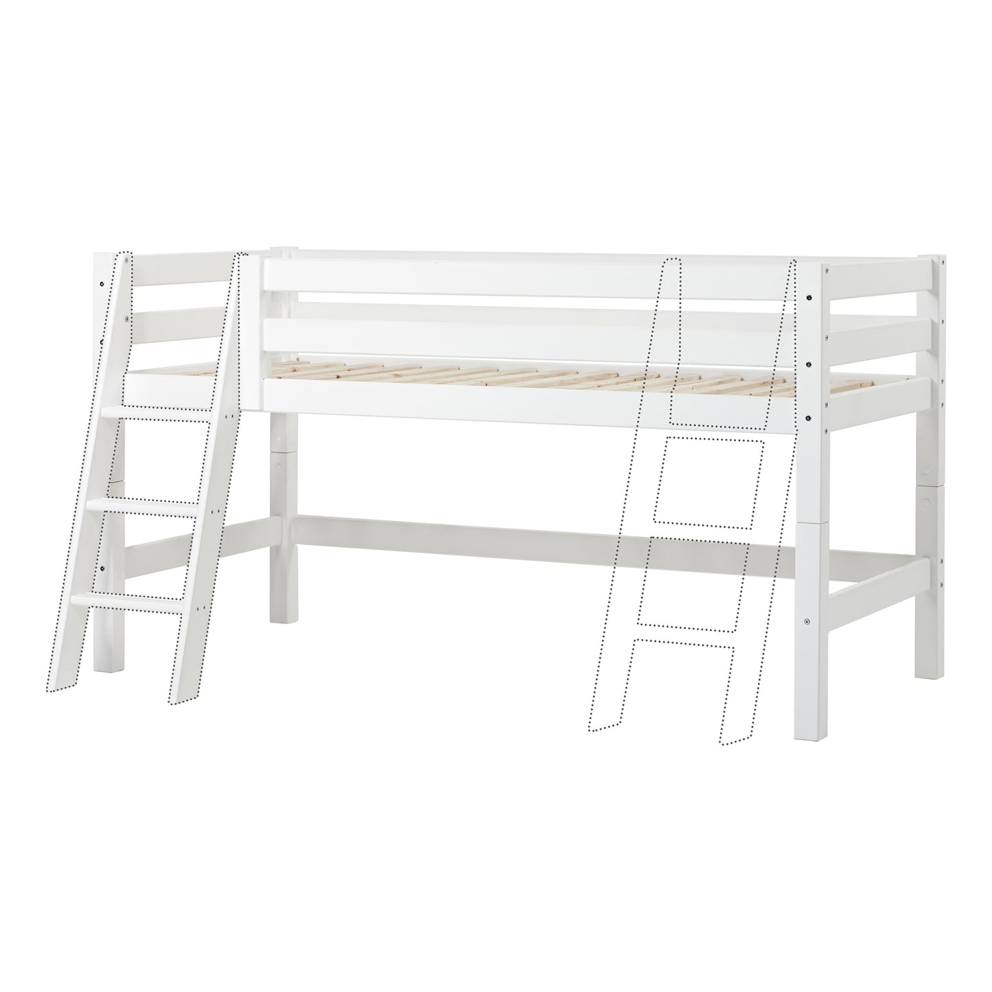 Hoppekids ECO Luxury half high bed with slanted ladder