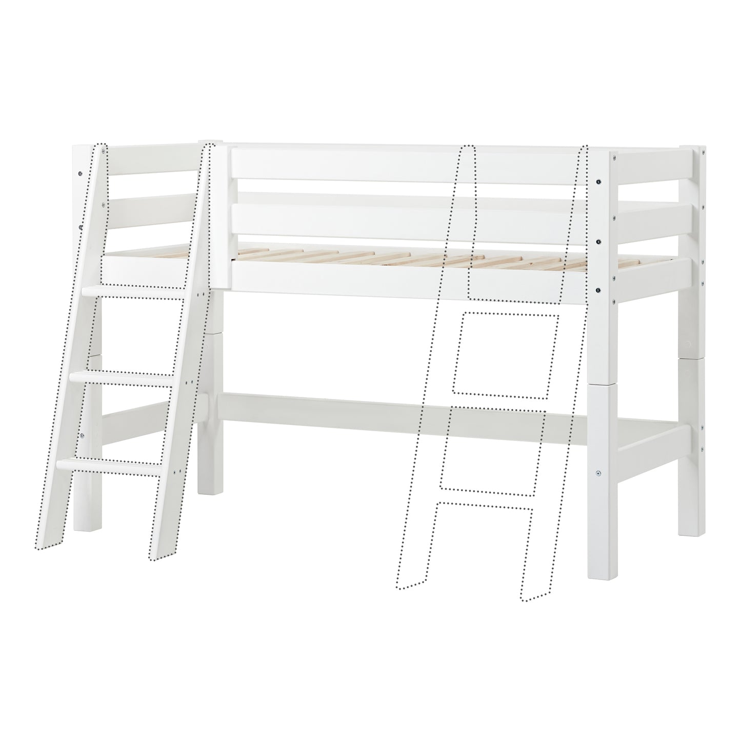 Hoppekids ECO Luxury half high bed with slanted ladder